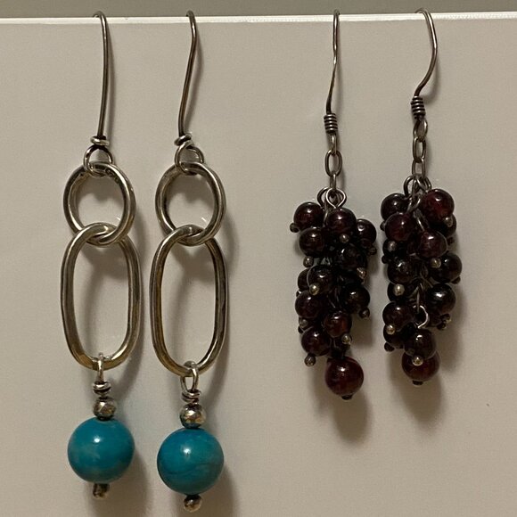 Sterling Silver 925 and Gemstone Earrings – 2 Pairs - Picture 5 of 11